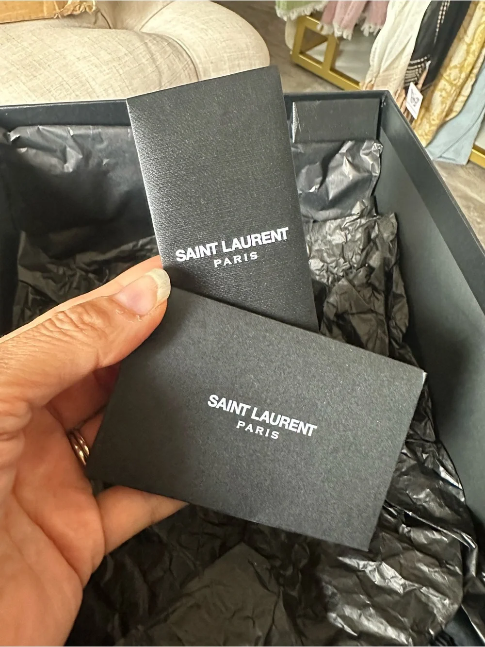 Saint Laurent Black Pointed Toe Stiletto Heels Crystal Detail Nero Silver Shade - Picture 14 of 16